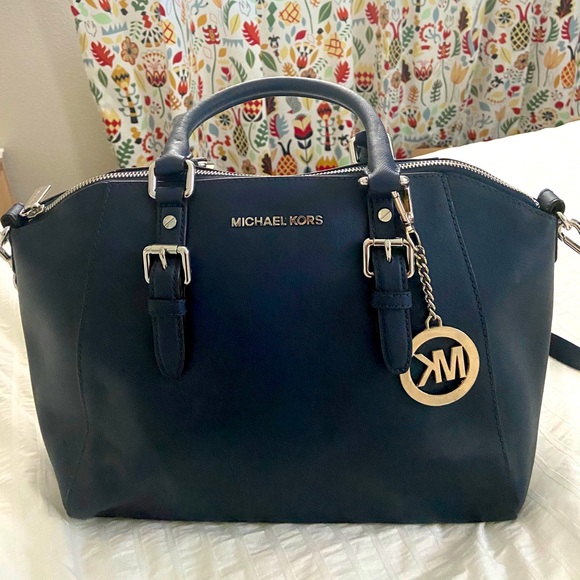 Michael Kors Handbags - MICHAEL KORS Navy Satchel Bag